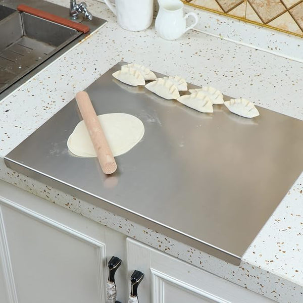 Non-Slip Stainless Steel Board for Cutting, Dough Rolling & Dumpling Prep