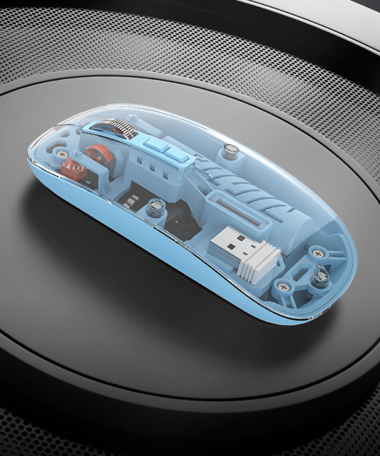 Transparent Wireless Mouse Dual Mode 2.4G + BT Rechargeable Noiseless Cordless